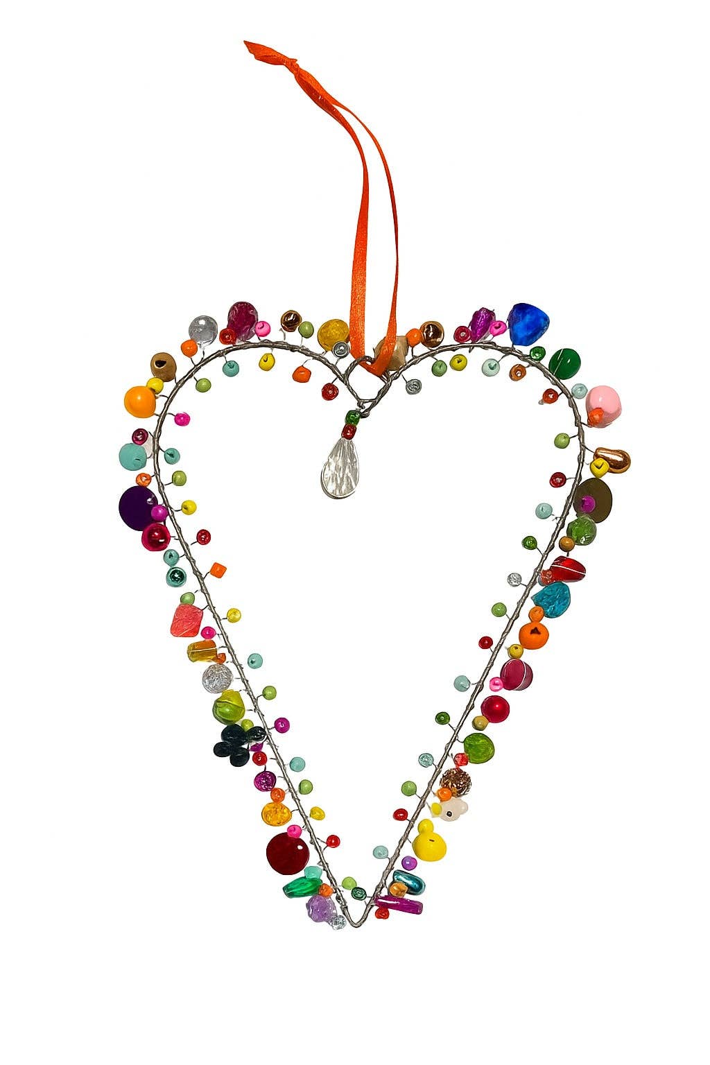Handcrafted Wire Rainbow Long Love Heart Decoration – 11 cm x 16 cm
