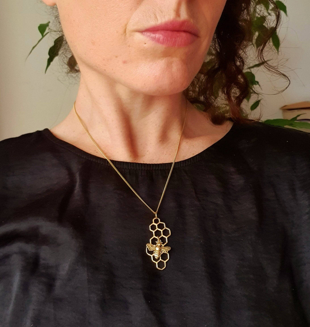 Bumble Bee & Honeycomb Necklace