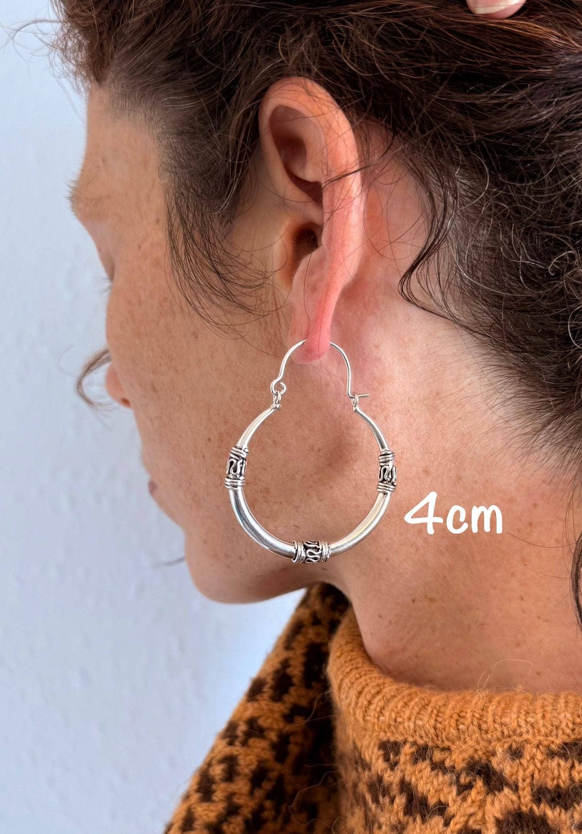 Silver Tribal Hoop Earrings