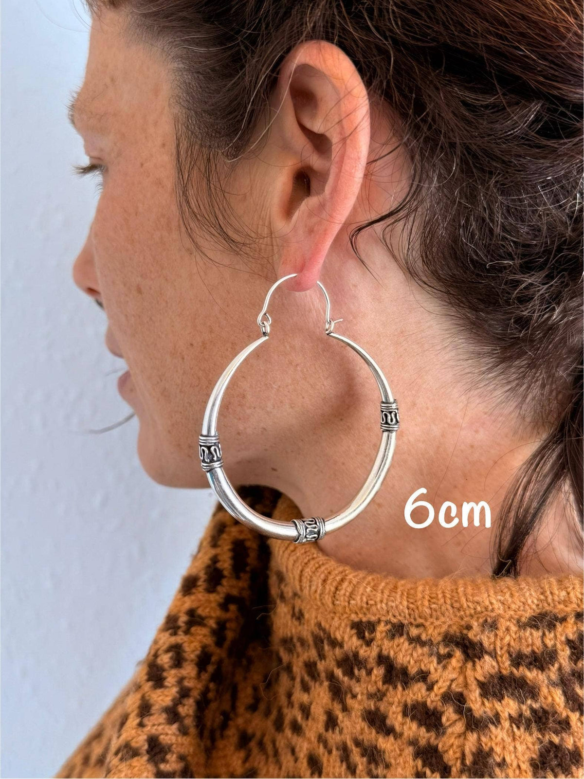 Silver Tribal Hoop Earrings