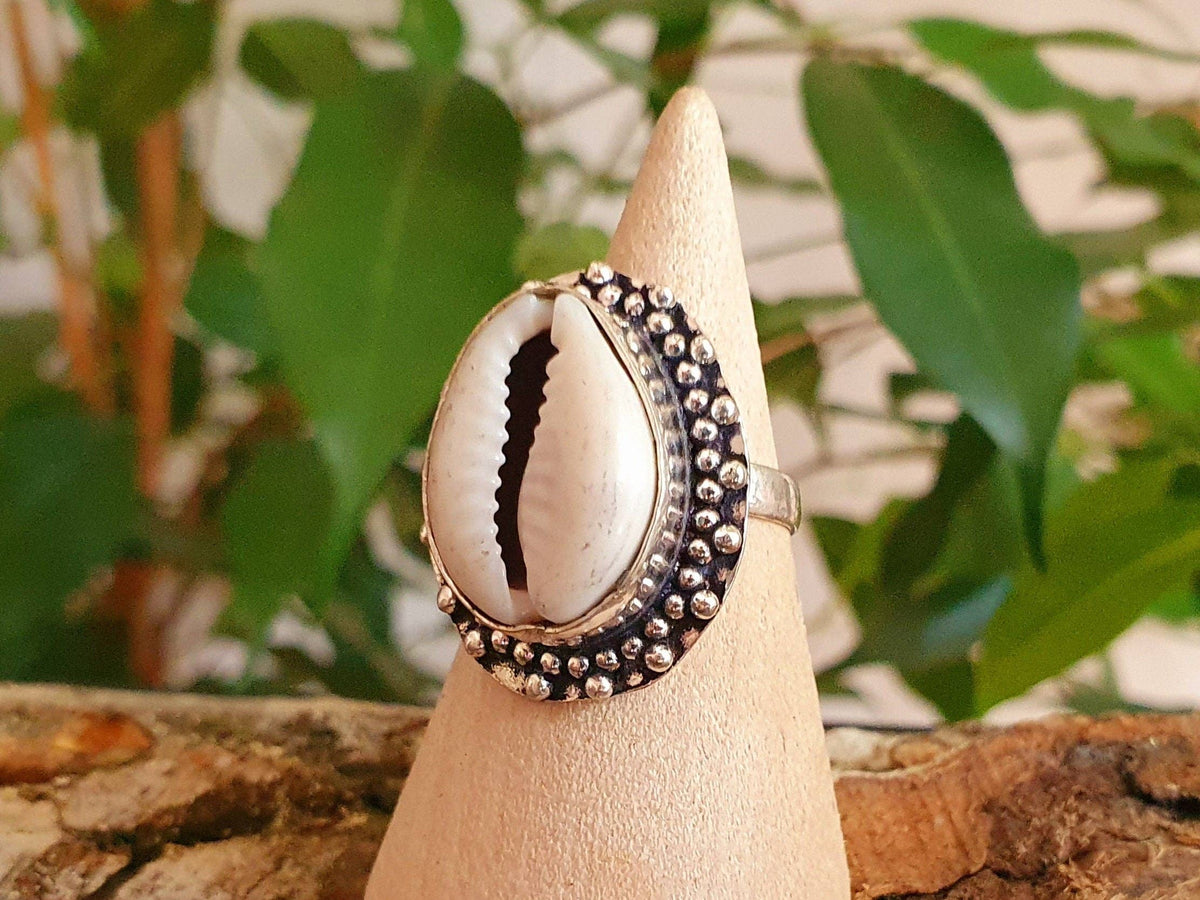 Cowrie Shell Silver Ring
