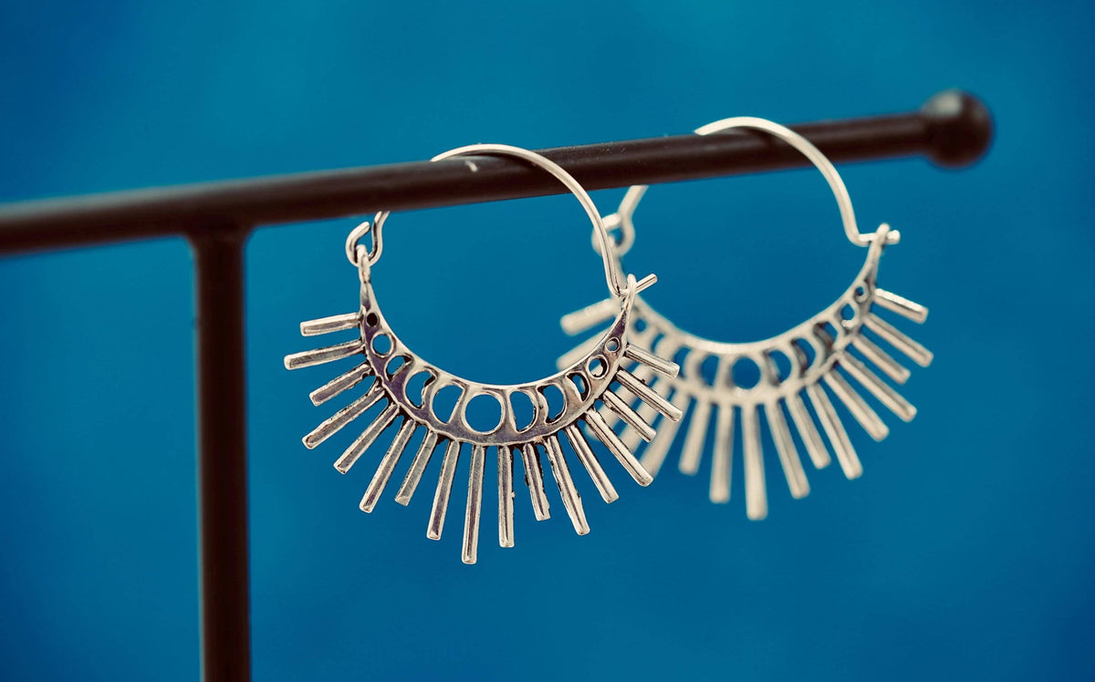 Sun & Moon Phase Cosmic Silver Earrings