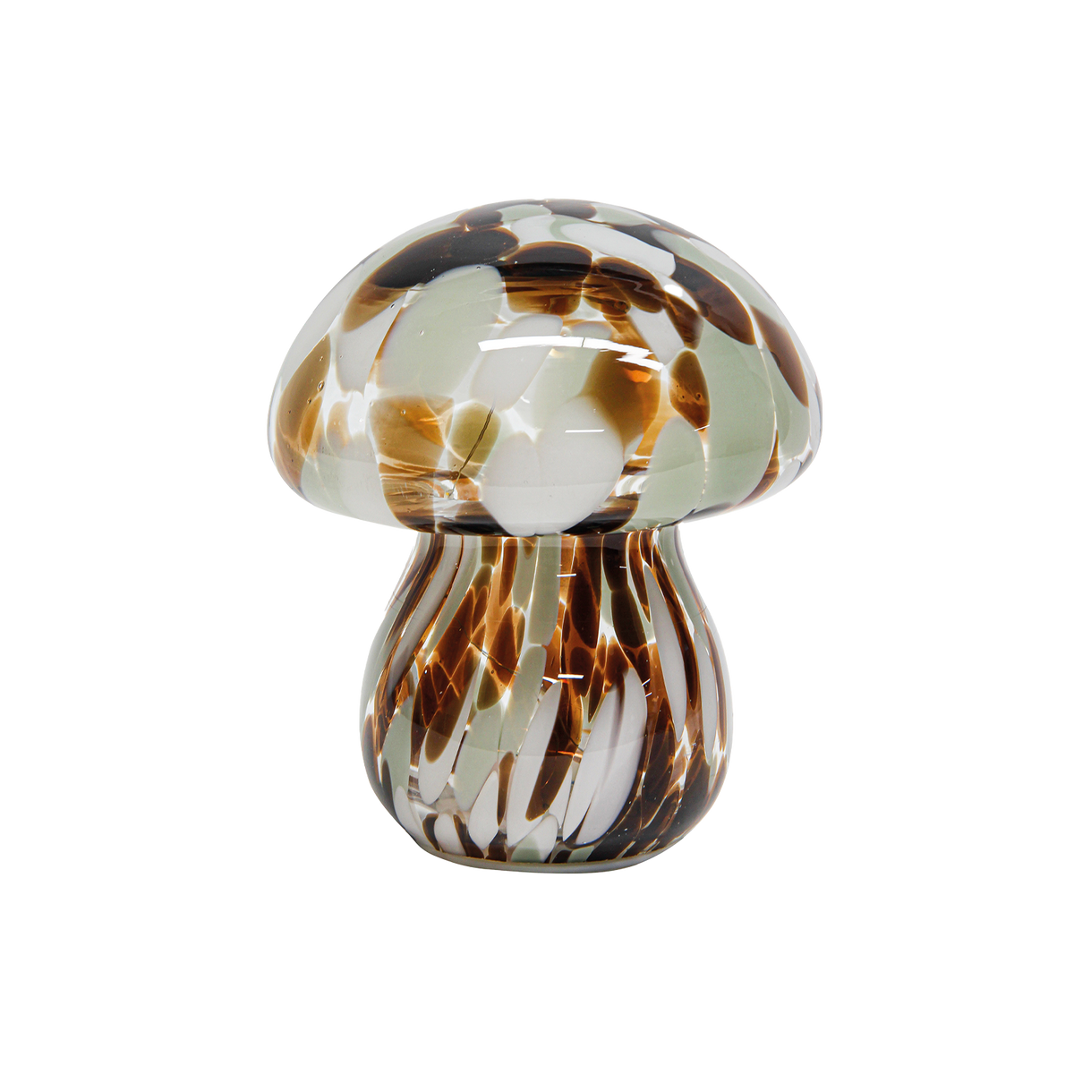Battery-operated LED speckled chocolate mushroom decoration, Ø13.5 cm H15.5 cm