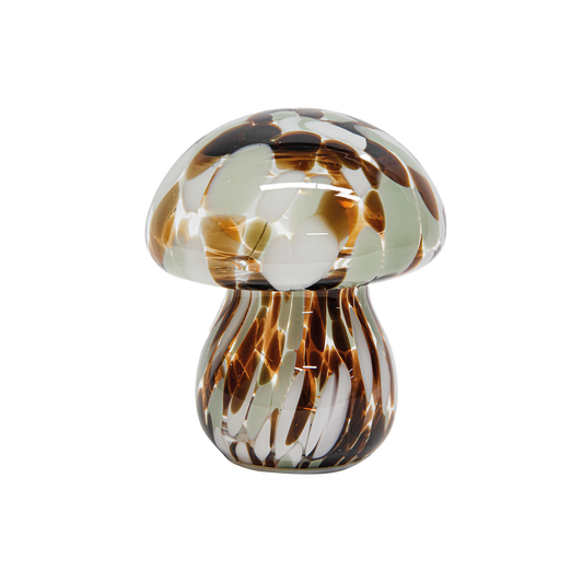 Battery-operated LED speckled chocolate mushroom decoration, Ø13.5 cm H15.5 cm