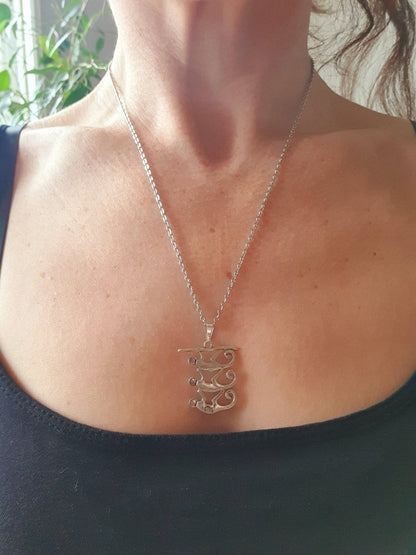 Three Monkeys Silver Necklace