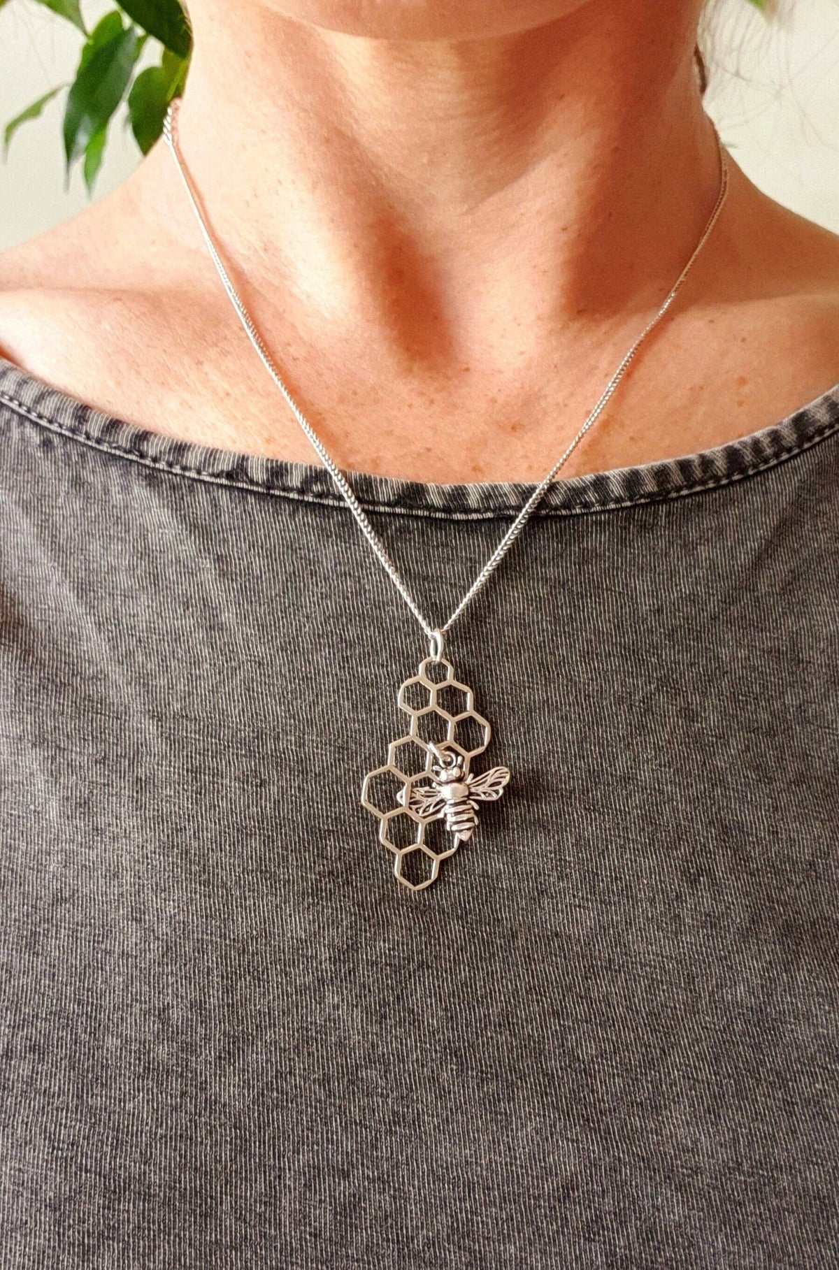 Bumble Bee & Honeycomb Necklace