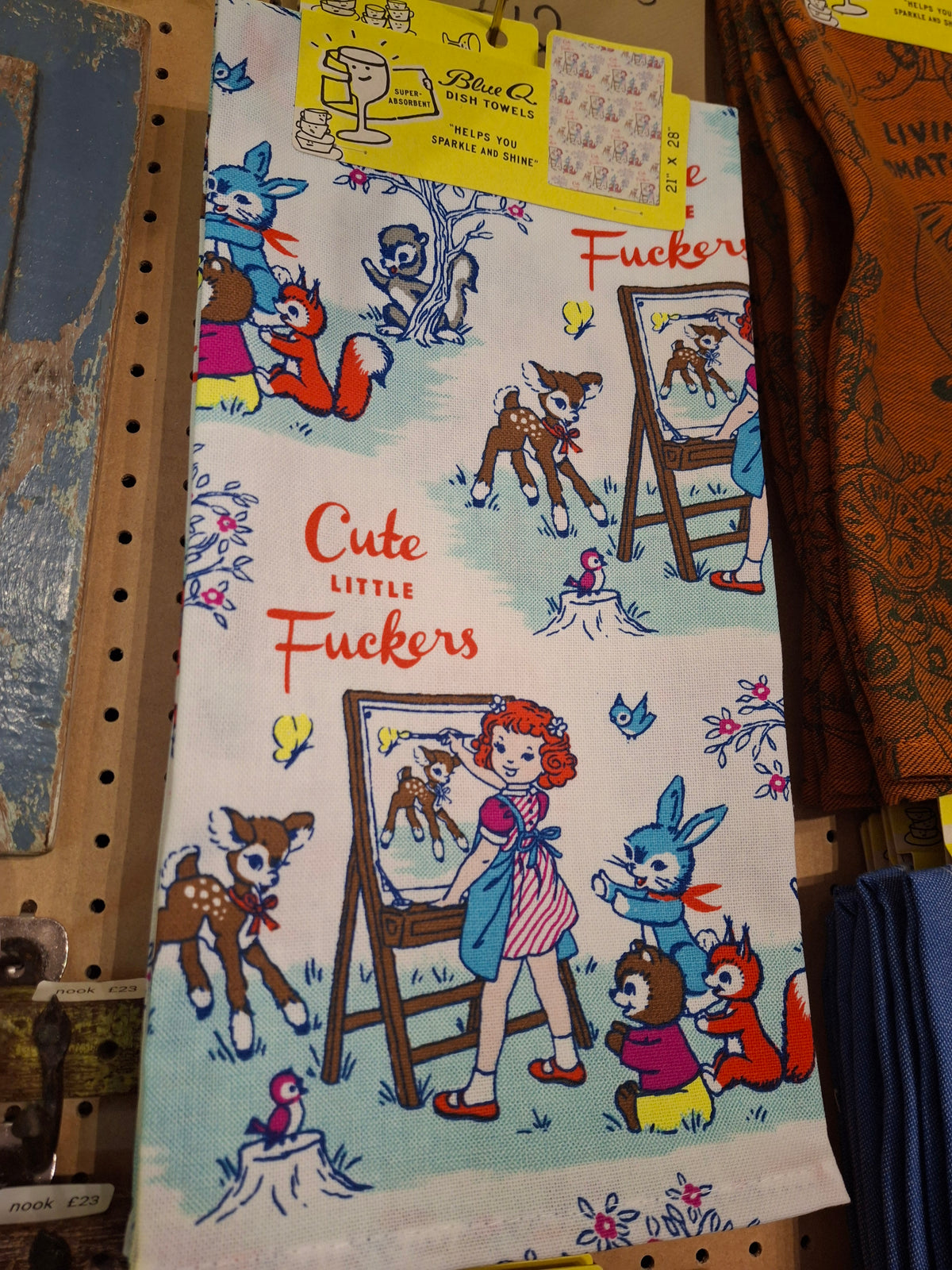 Tea towel 'Cute little f##kers'