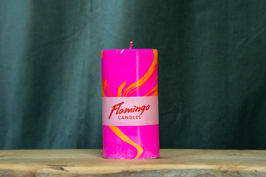 Pink Matcha Latte Marble Pillar Candle