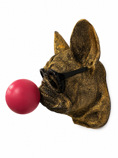 Gold Pug Dog Bubblegum Wall Head