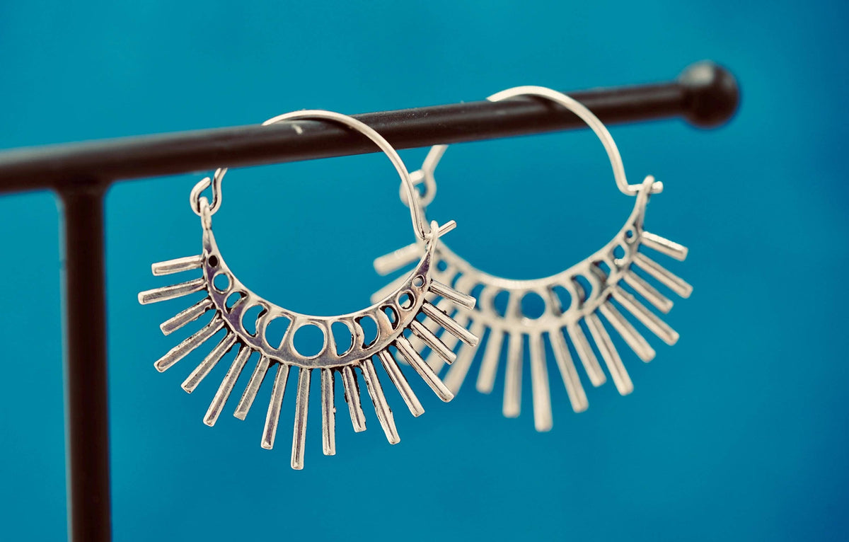 Sun & Moon Phase Cosmic Silver Earrings