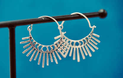 Sun & Moon Phase Cosmic Silver Earrings