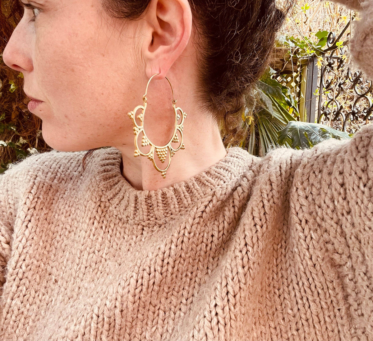 Statement silver boho earrings.
