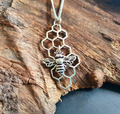 Bumble Bee & Honeycomb Necklace