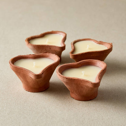 Heart-Shaped Terracotta Candles - Priya | 4 Rose Scented
