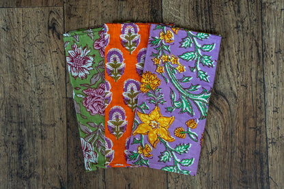 Floral Block Printed Style Fabric Napkins