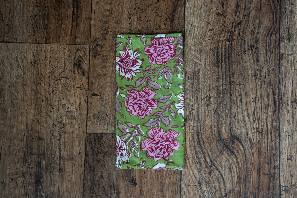 Floral Block Printed Style Fabric Napkins