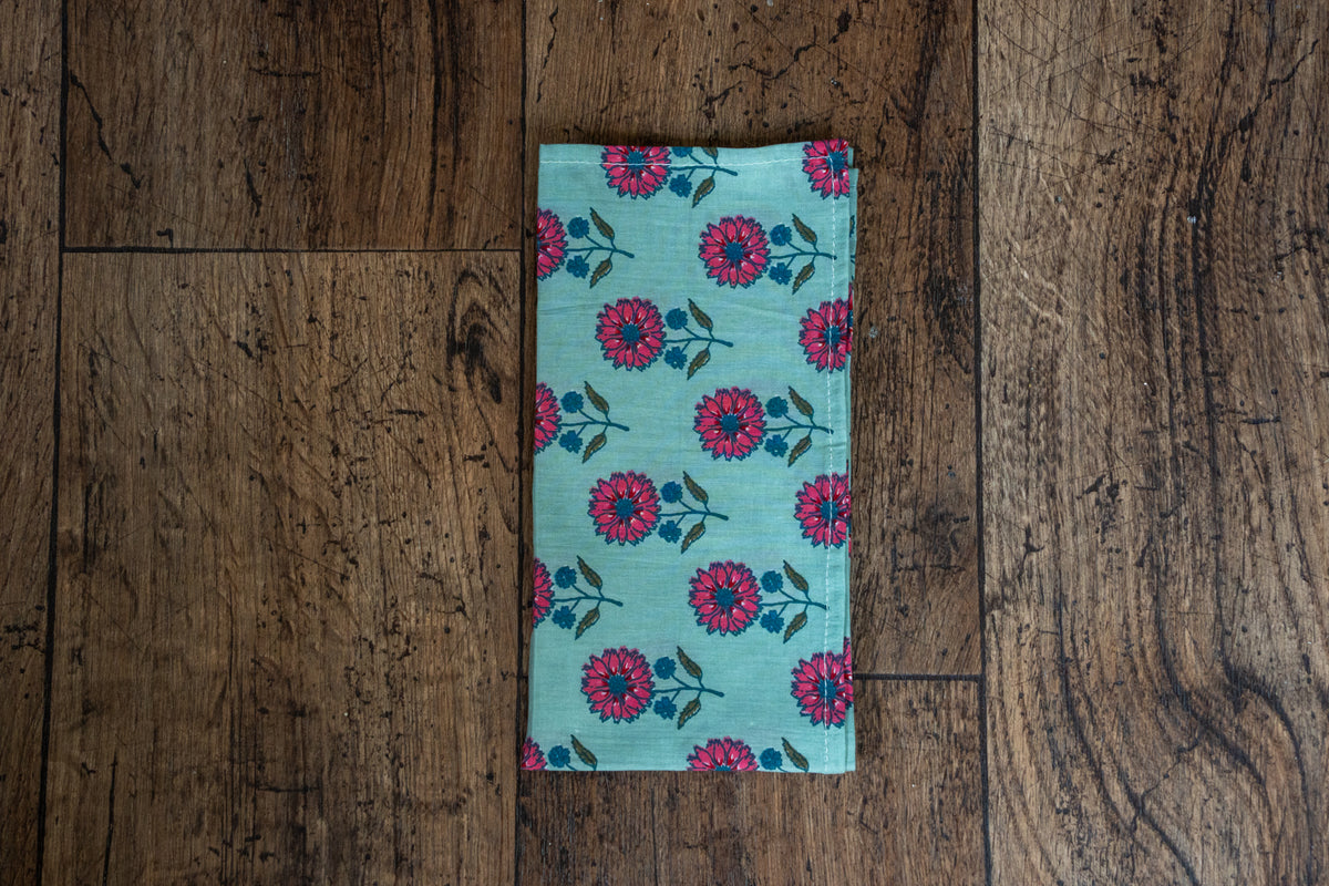 Floral Block Printed Style Fabric Napkins