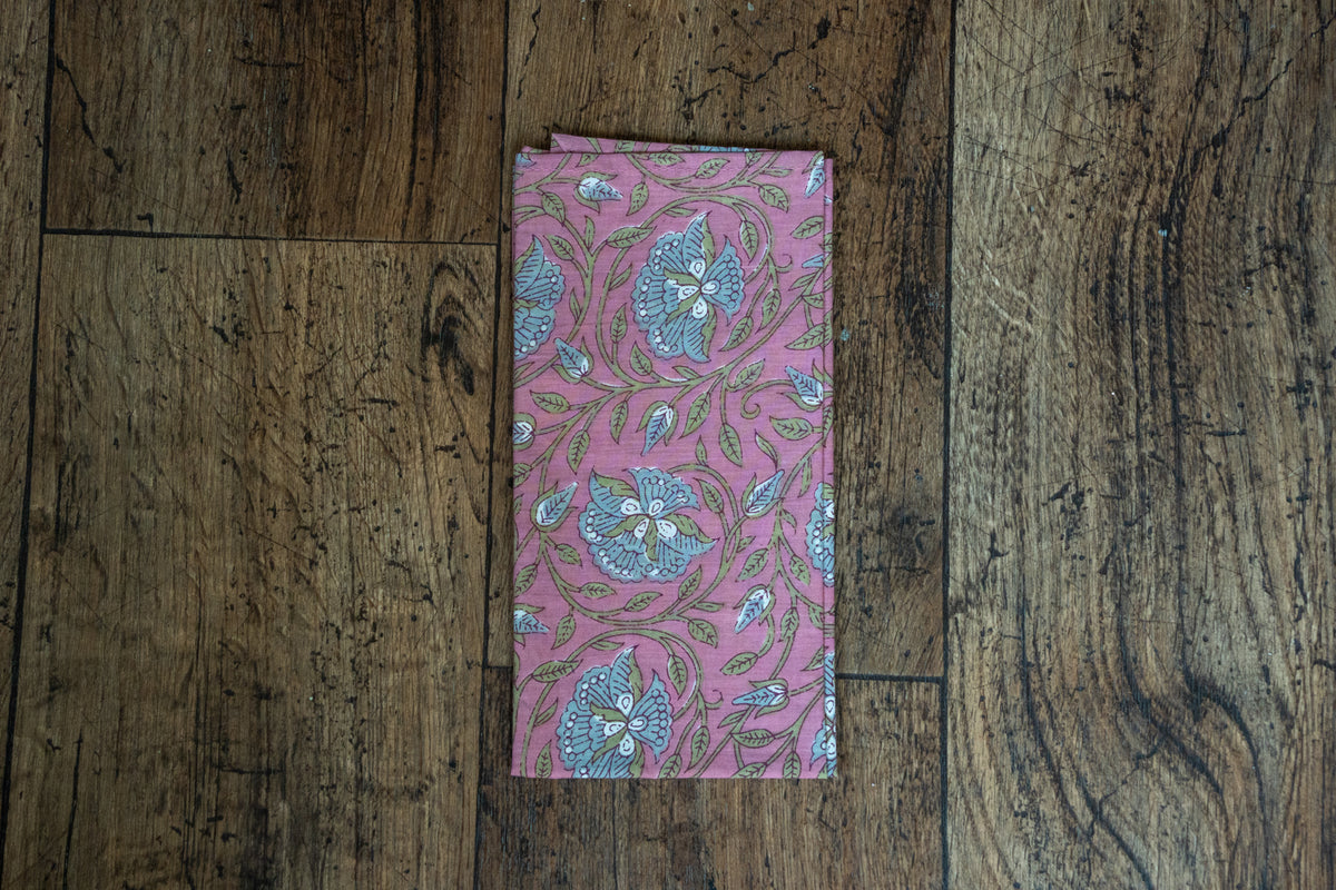 Floral Block Printed Style Fabric Napkins