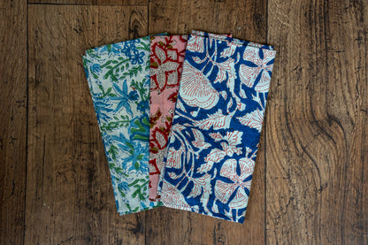 Floral Block Printed Style Fabric Napkins