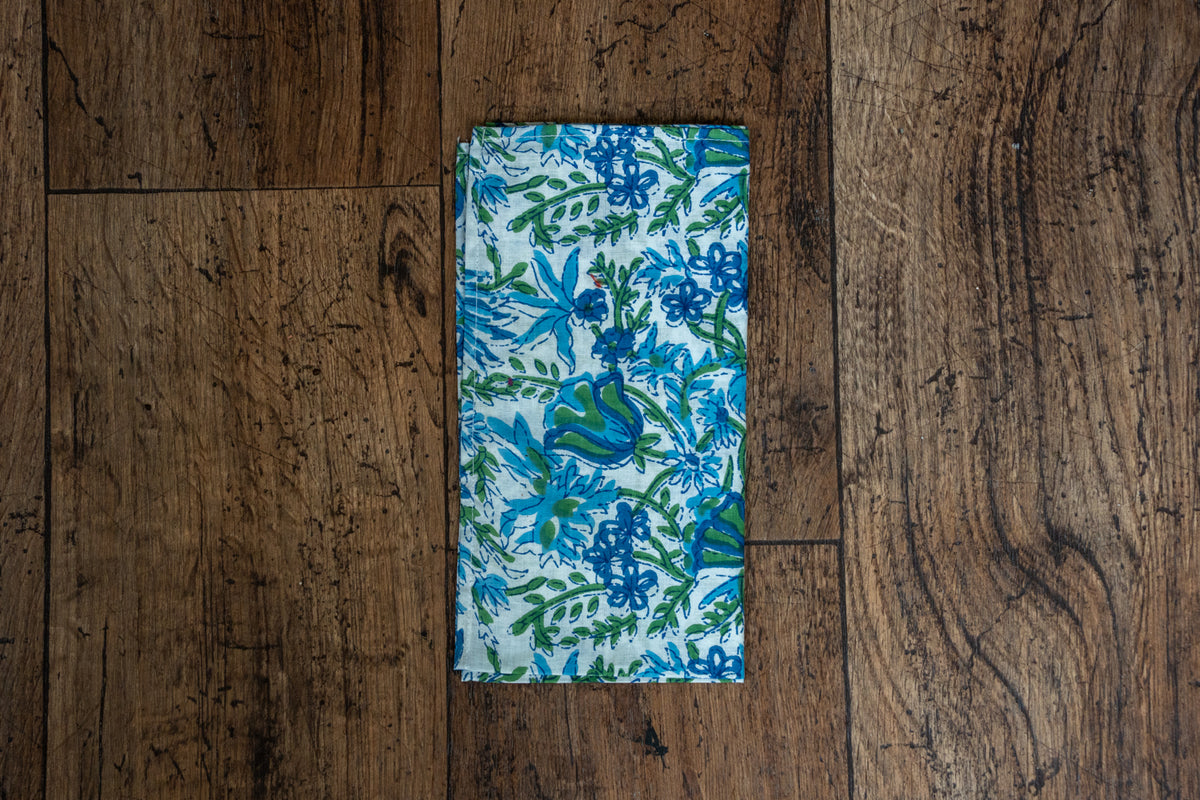 Floral Block Printed Style Fabric Napkins