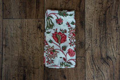 Floral Block Printed Style Fabric Napkins