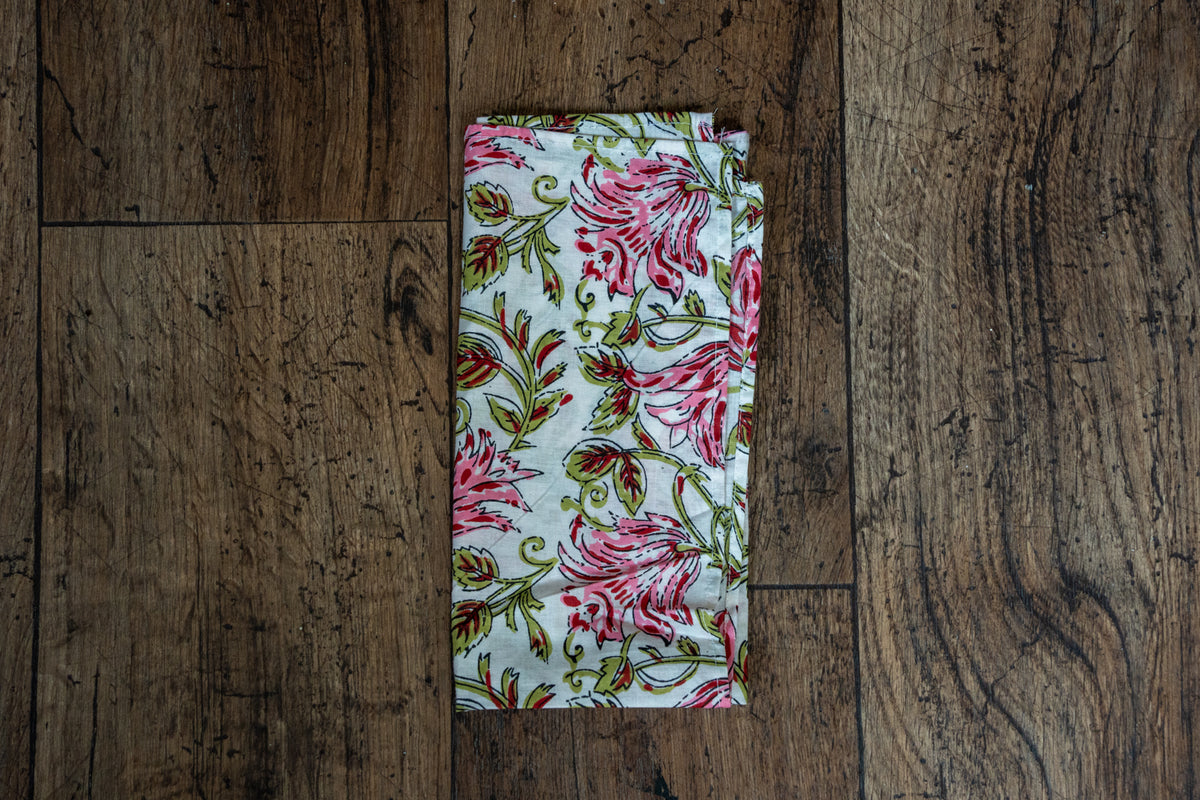 Floral Block Printed Style Fabric Napkins