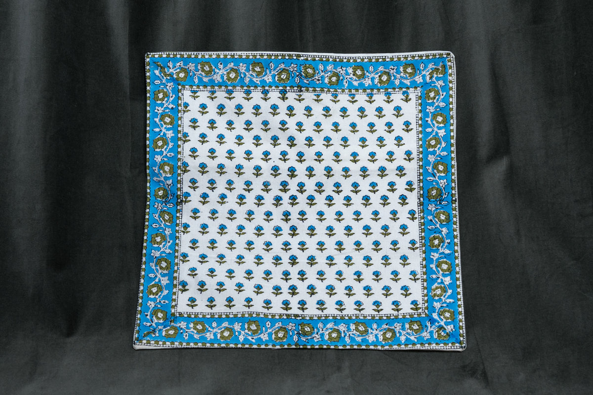 Blue Floral Ornate Cushion cover
