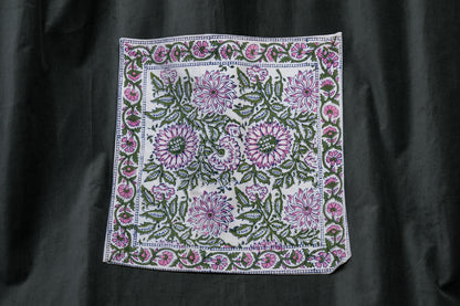 Pink and Green Floral Ornate Cushion cover