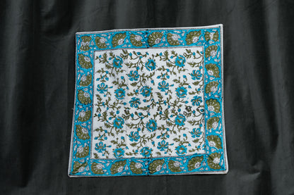 Blue and Green Floral Ornate Cushion cover