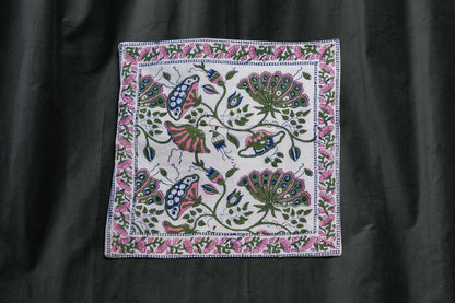 Pink and Green Ornate Cushion cover