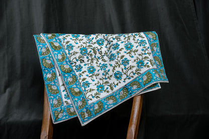 Blue and Green Floral Ornate Cushion cover