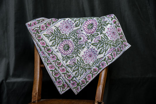 Pink and Green Floral Ornate Cushion cover