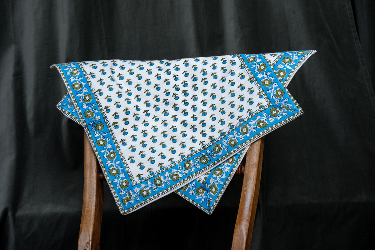 Blue Floral Ornate Cushion cover