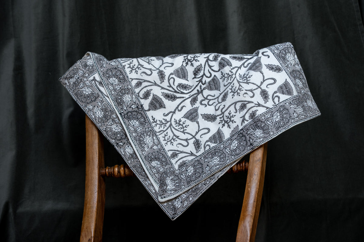 Grey Floral Ornate Cushion cover