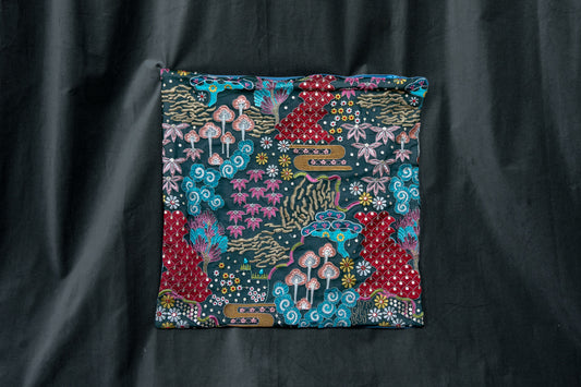 Green and Red Embroidered Cushion cover