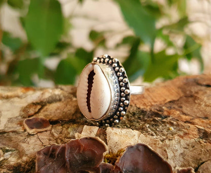 Cowrie Shell Silver Ring
