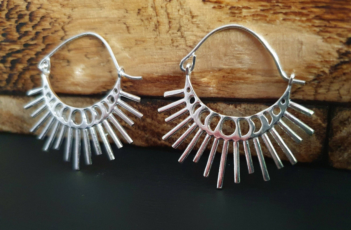 Sun & Moon Phase Cosmic Silver Earrings