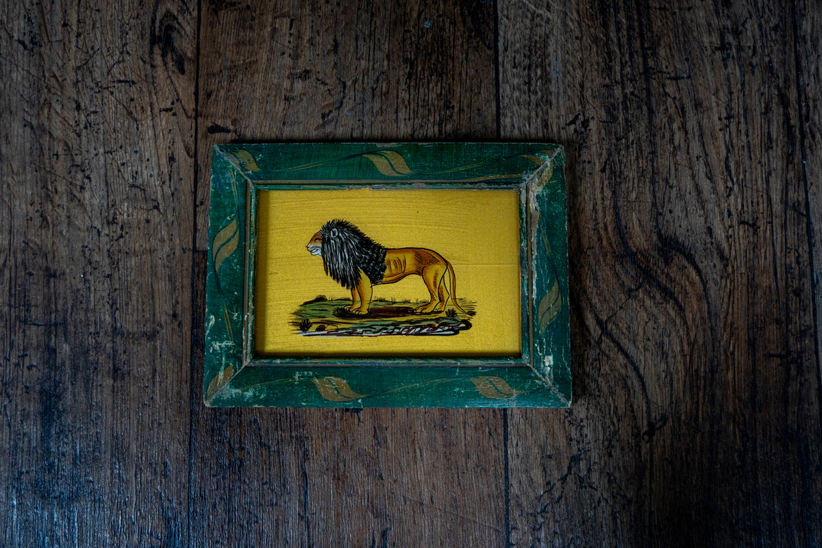 Indian Painting vintage wood frame